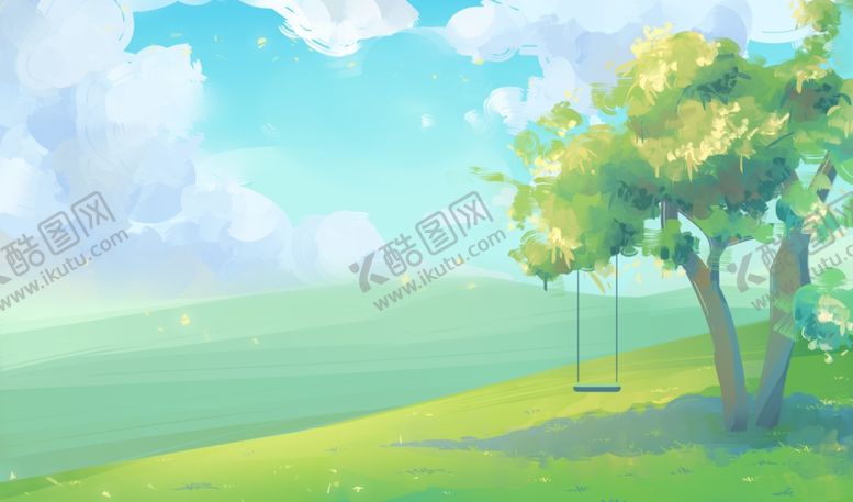 编号：44912010101702386257【酷图网】源文件下载-梦幻郊外清新插画卡通背景