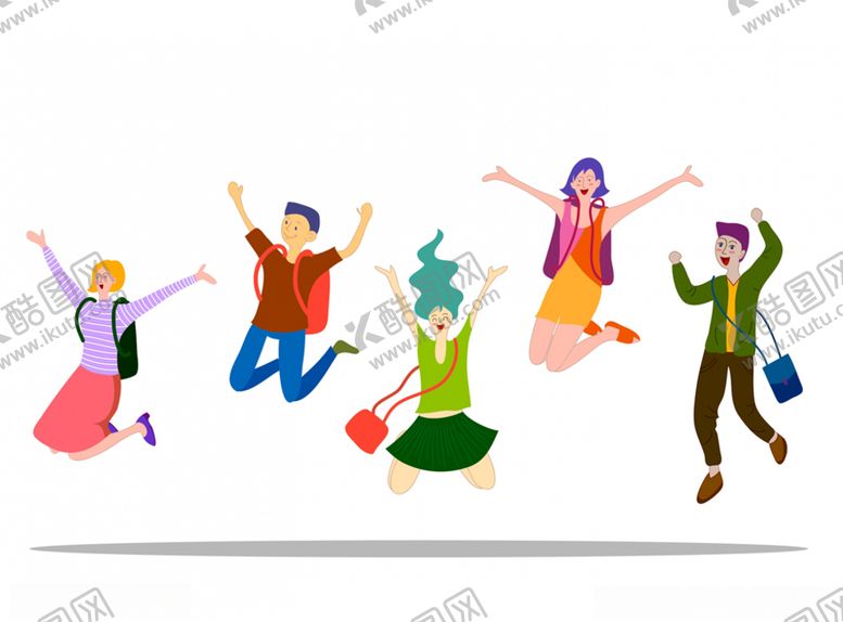 编号：52413910101909222755【酷图网】源文件下载-欢呼跳跃大学生