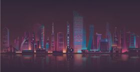城市地标建筑夜景