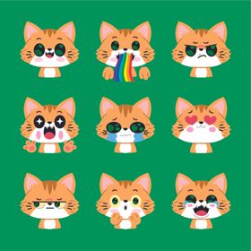 可爱猫咪多样表情插画
