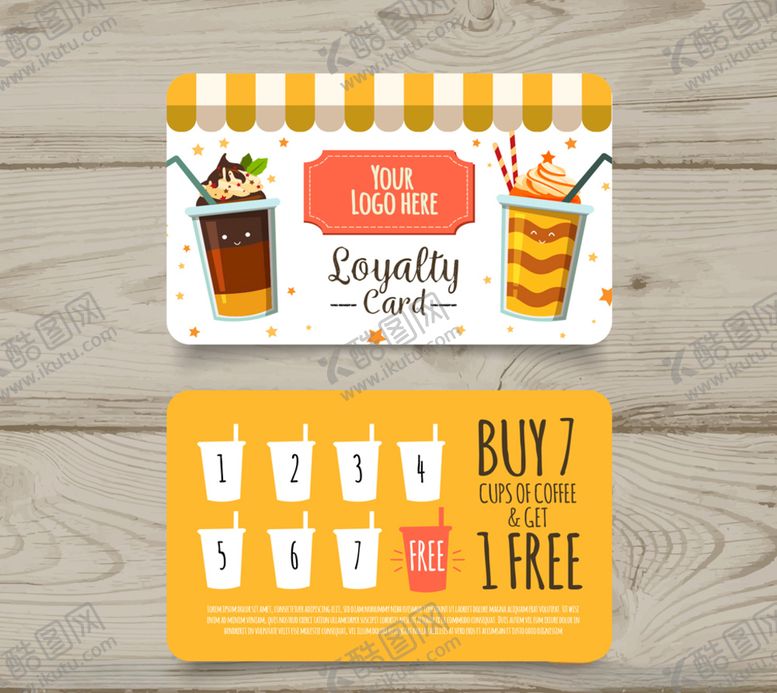 编号：44589610031147312637【酷图网】源文件下载-创意冷饮积分卡正反面矢量图