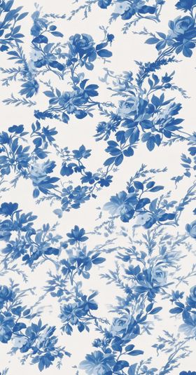 蓝白花卉图案纹理背景