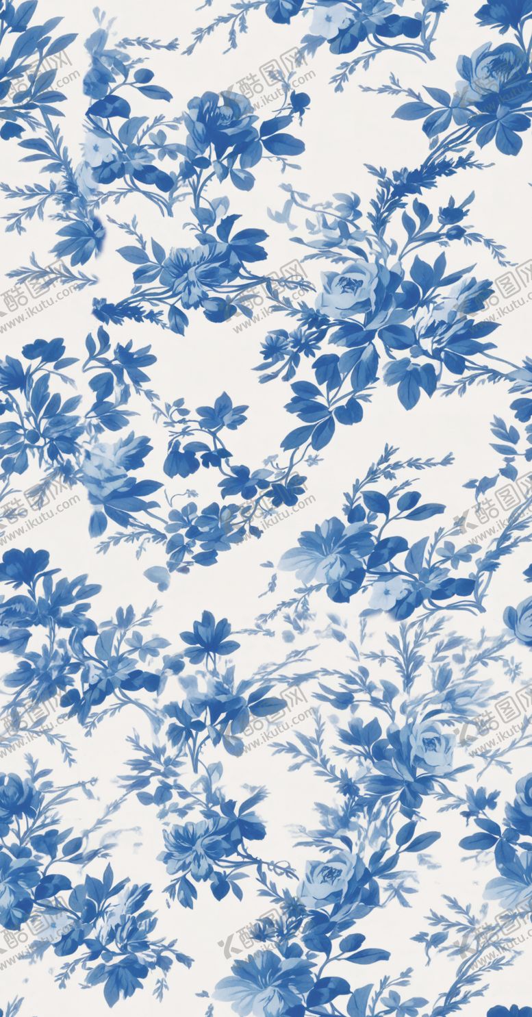 编号：58850304250412156619【酷图网】源文件下载-蓝白花卉图案纹理背景