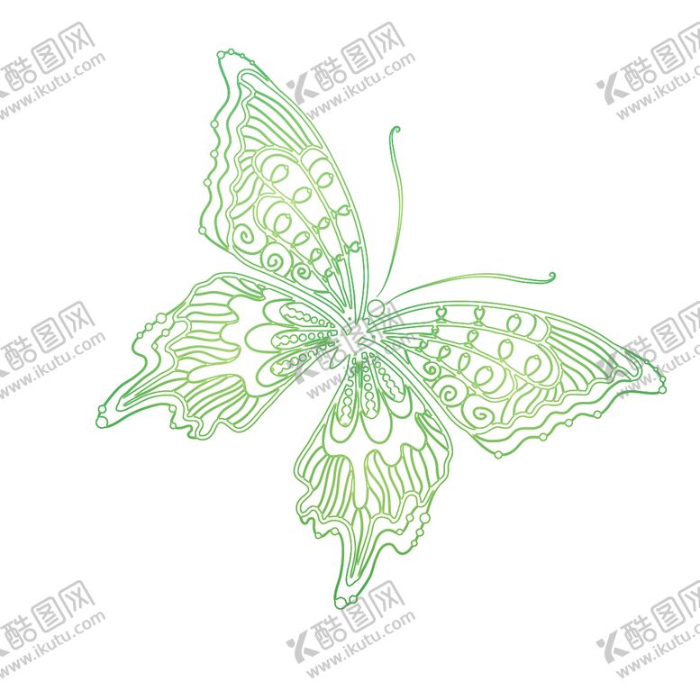 编号：76918509191901250619【酷图网】源文件下载-绿色蝴蝶插画