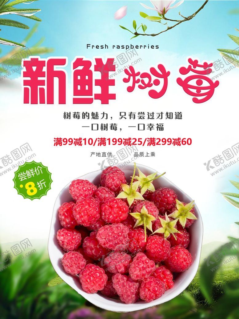 编号：64631501190554596492【酷图网】源文件下载-新鲜树莓海报