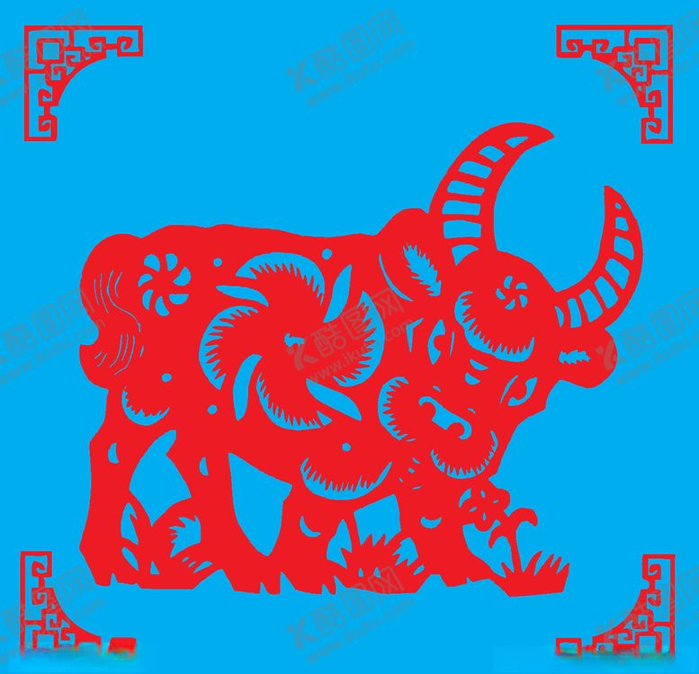 编号：37462309300448394138【酷图网】源文件下载-牛剪纸