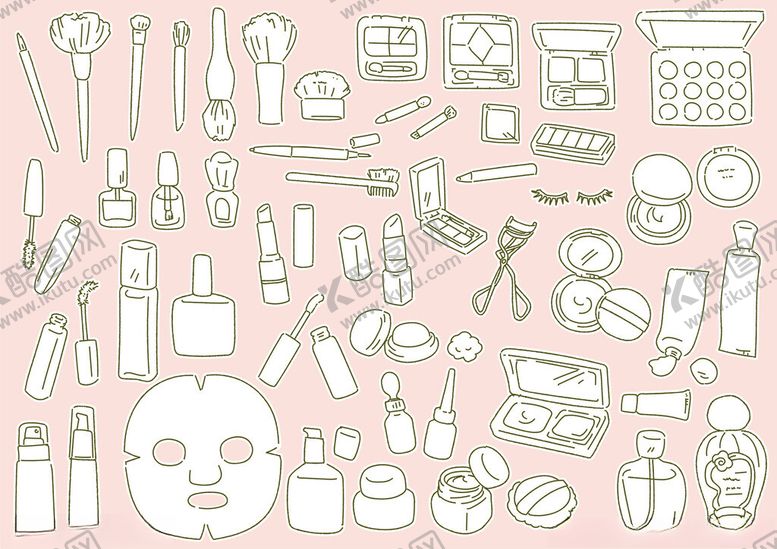 编号：15774211021421023765【酷图网】源文件下载-粉色背景的美容护肤用品集合