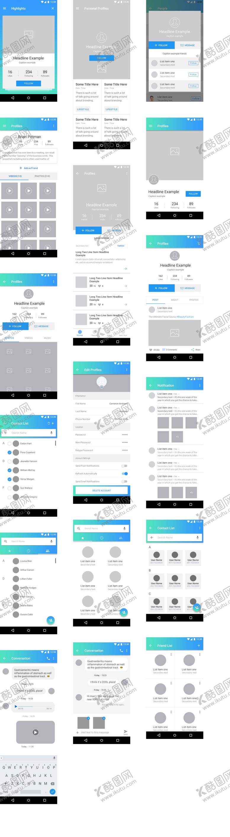 编号：44931609141429011358【酷图网】源文件下载-简约蓝白条纹网页布局模板