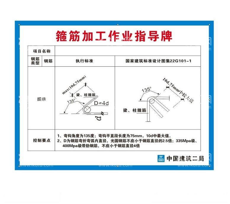 编号：81996812131220006881【酷图网】源文件下载-中建箍筋加工作业指导牌