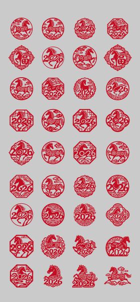 2026年马年玻璃贴窗花透明贴纸