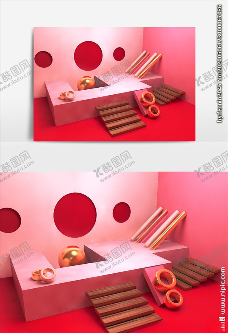 编号：22743610280041147230【酷图网】源文件下载-电商C4D创意设计图案