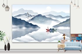 山水画北欧装饰美式装饰墙挂