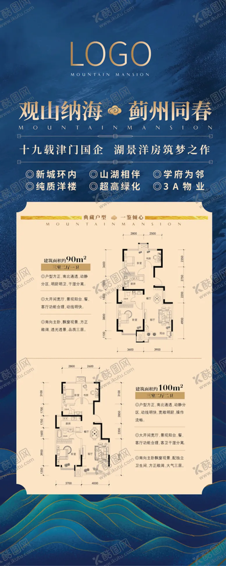 编号：17956210060755063157【酷图网】源文件下载-蓝色房地产户型展板