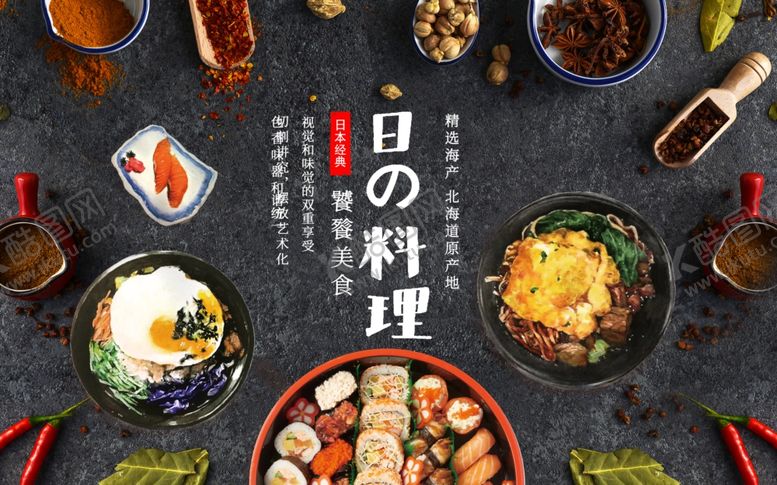 编号：53513310271718584493【酷图网】源文件下载-日料背景墙