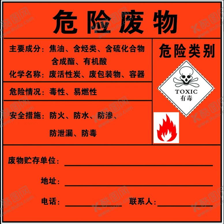 编号：16562809201026267931【酷图网】源文件下载-危险废物废活性炭