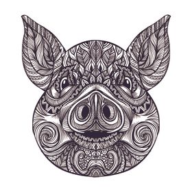 黑白线描动物