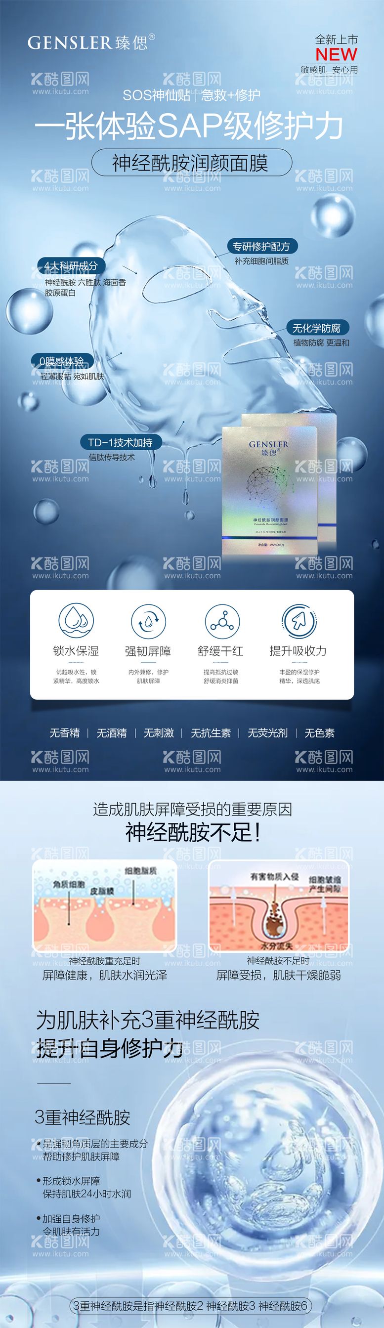 编号：58121112021656148753【酷图网】源文件下载-神经酰胺面膜促销海报长图
