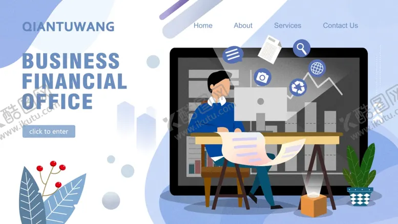 编号：33902609100012274581【酷图网】源文件下载-扁平化科技办公插画