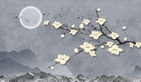 花鸟画电视背景墙