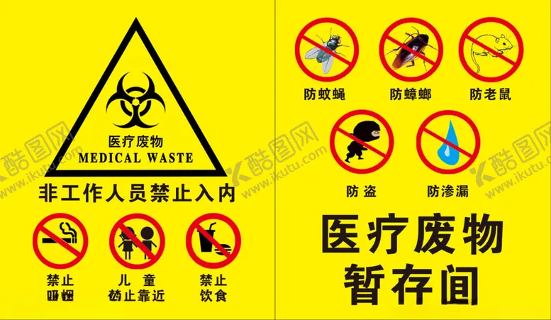 编号：99383302120341162565【酷图网】源文件下载-医疗废物标识牌警示禁止牌