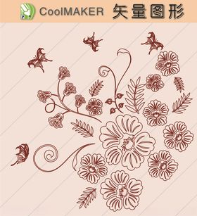 花草剪纸花草壁纸简洁手绘