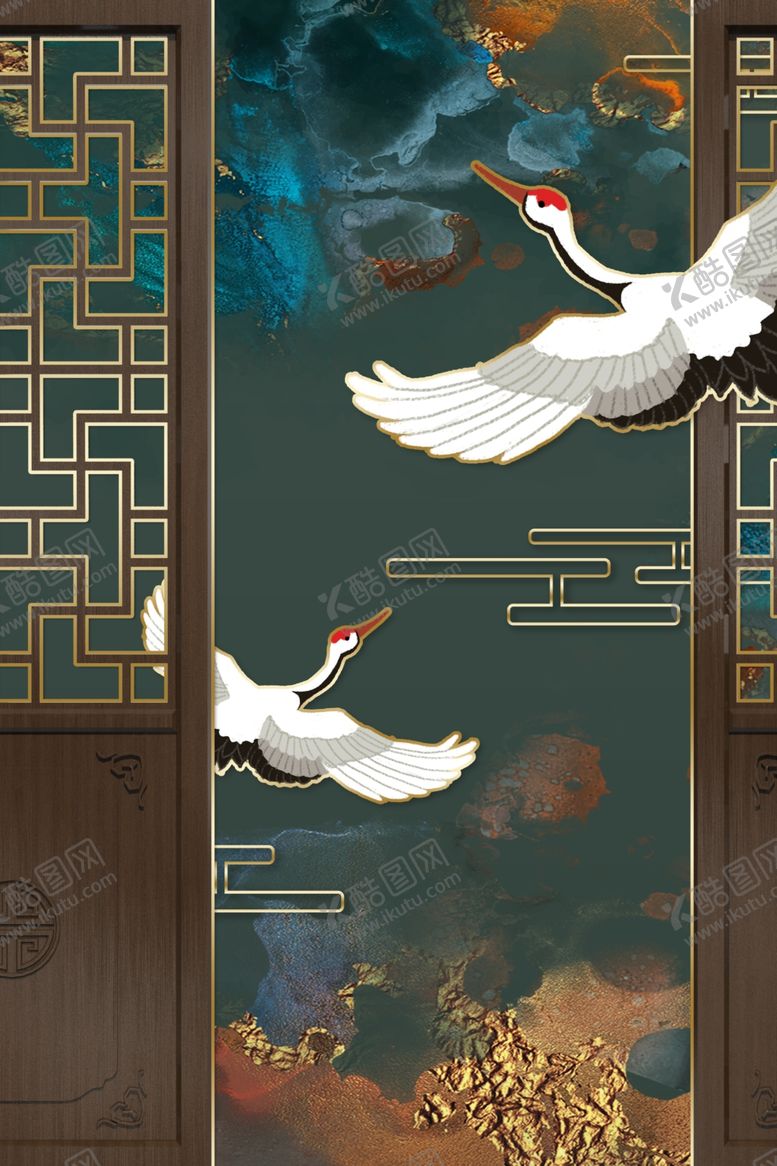 编号：58107110041034431570【酷图网】源文件下载-新中式背景墙装饰画