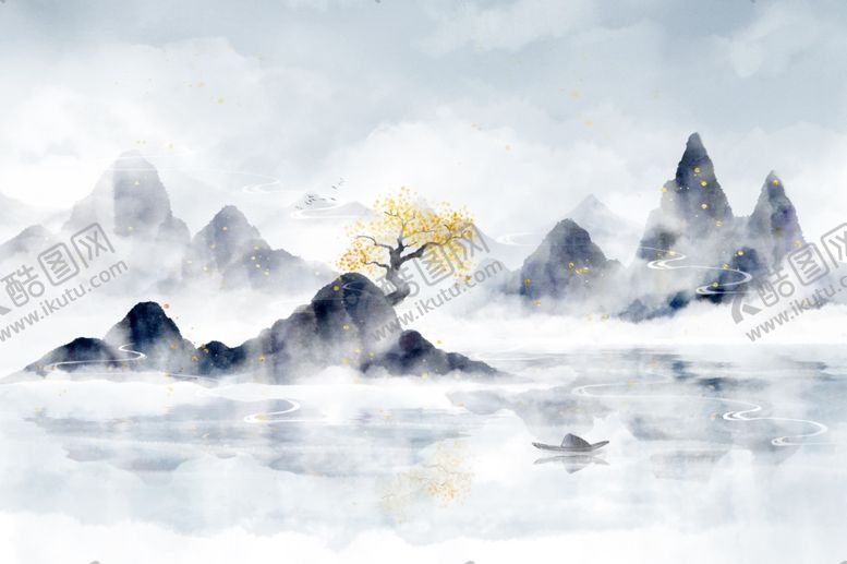 编号：50753704151234327383【酷图网】源文件下载-新中式山水背景