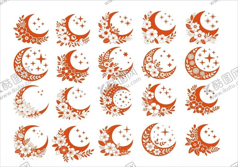 编号：35731910161222555723【酷图网】源文件下载-月亮花朵图案
