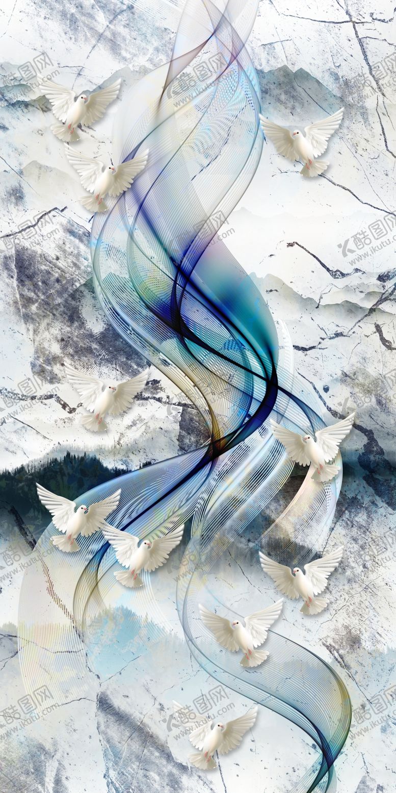 编号：22979510100322036248【酷图网】源文件下载-意境山水玄关画