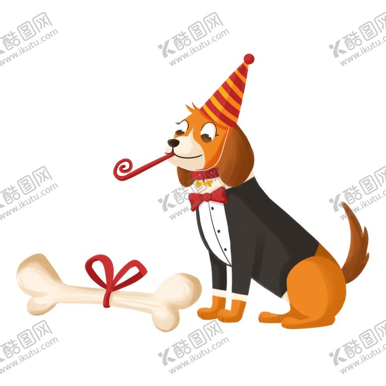 编号：28013904131458515386【酷图网】源文件下载-狗狗生日插画