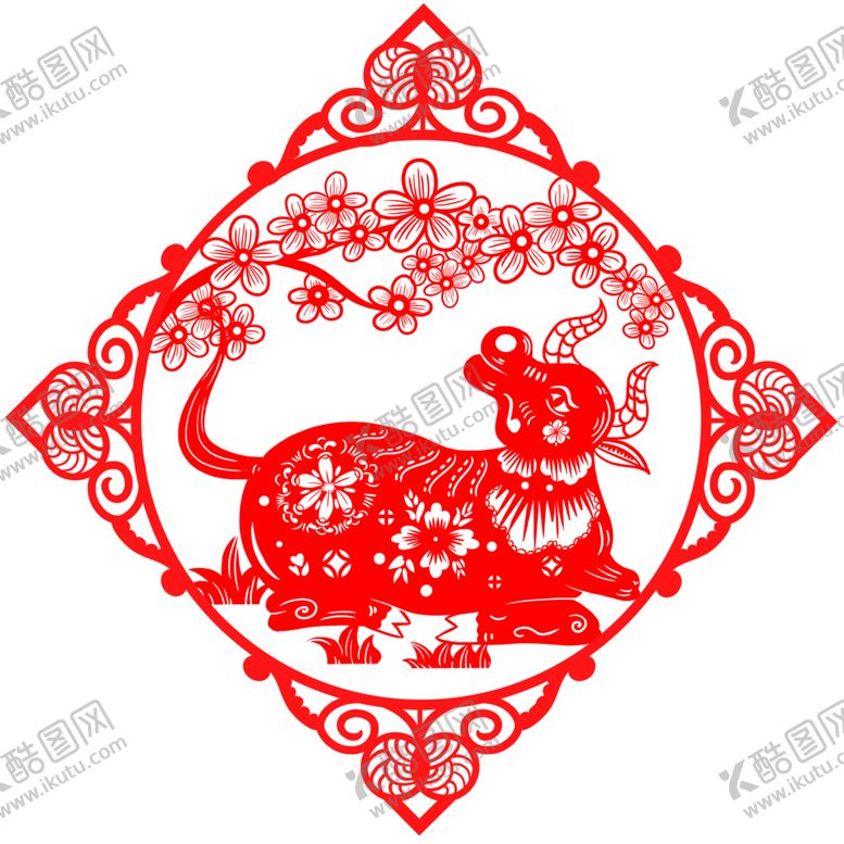编号：63016505040843333793【酷图网】源文件下载-牛年剪纸