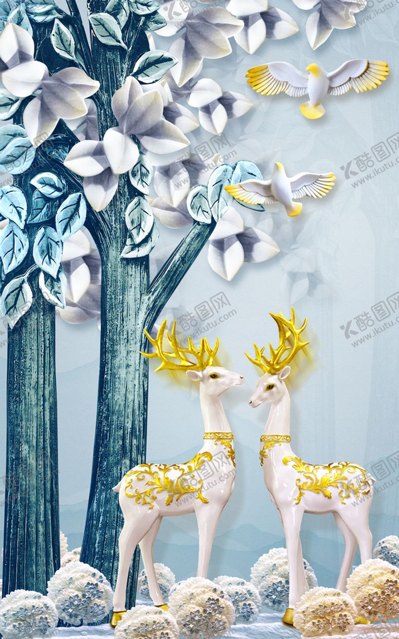 编号：87603509180628419306【酷图网】源文件下载-北欧麋鹿装饰画