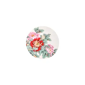 牡丹花圆形屏风荷