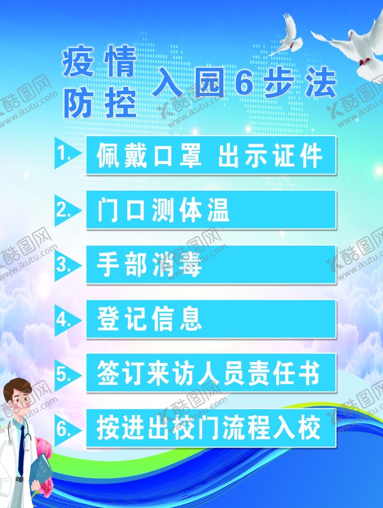 编号：62064610140857344639【酷图网】源文件下载-入校六步法