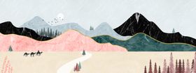 新中式莫兰迪山川河流水装饰画