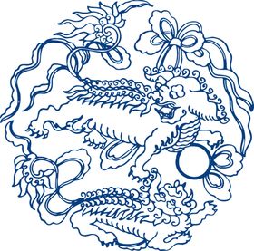 青花瓷图案玻璃贴画陶移门衣服