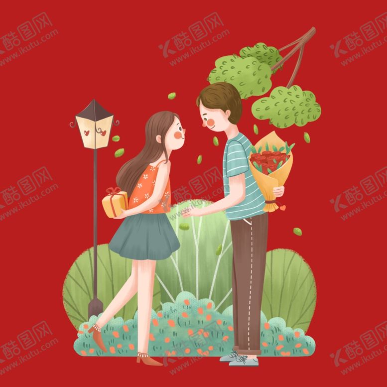 编号：83650402202337377960【酷图网】源文件下载-手绘情侣恋人