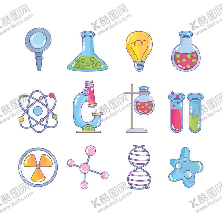 编号：27232907141246196197【酷图网】源文件下载-卡通化学实验器皿