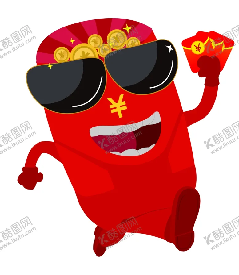 编号：81707910122334031282【酷图网】源文件下载-戴墨镜奔跑的红包