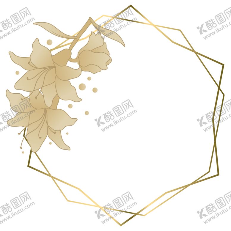 编号：26545201210401489884【酷图网】源文件下载-金色边框植物花环