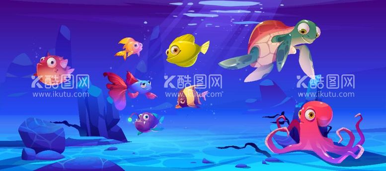 编号：74083012030012325118【酷图网】源文件下载-卡通海洋生物