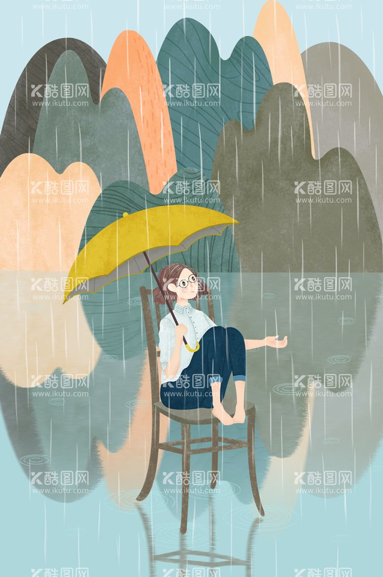 编号：37809409282220013157【酷图网】源文件下载-雨中的女生 