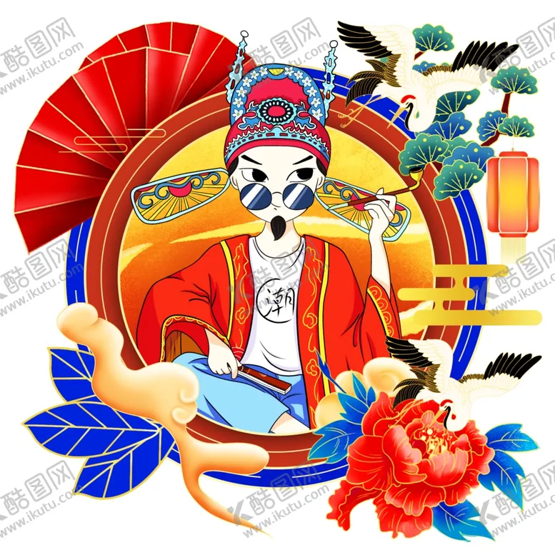 编号：27052305020508392600【酷图网】源文件下载-国潮风格情侣头像男生