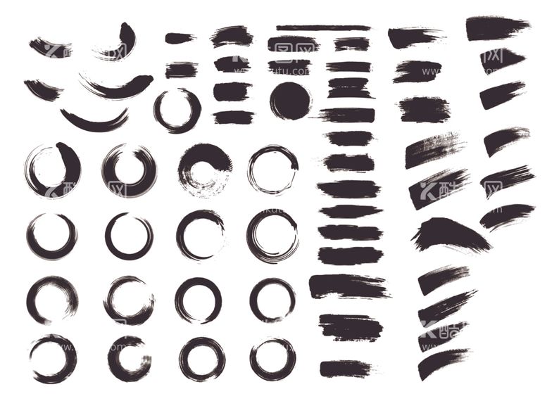 编号：13222312092029378915【酷图网】源文件下载-古风水墨毛笔笔触素材