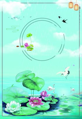 手绘古风插画背景图片素材展板大气