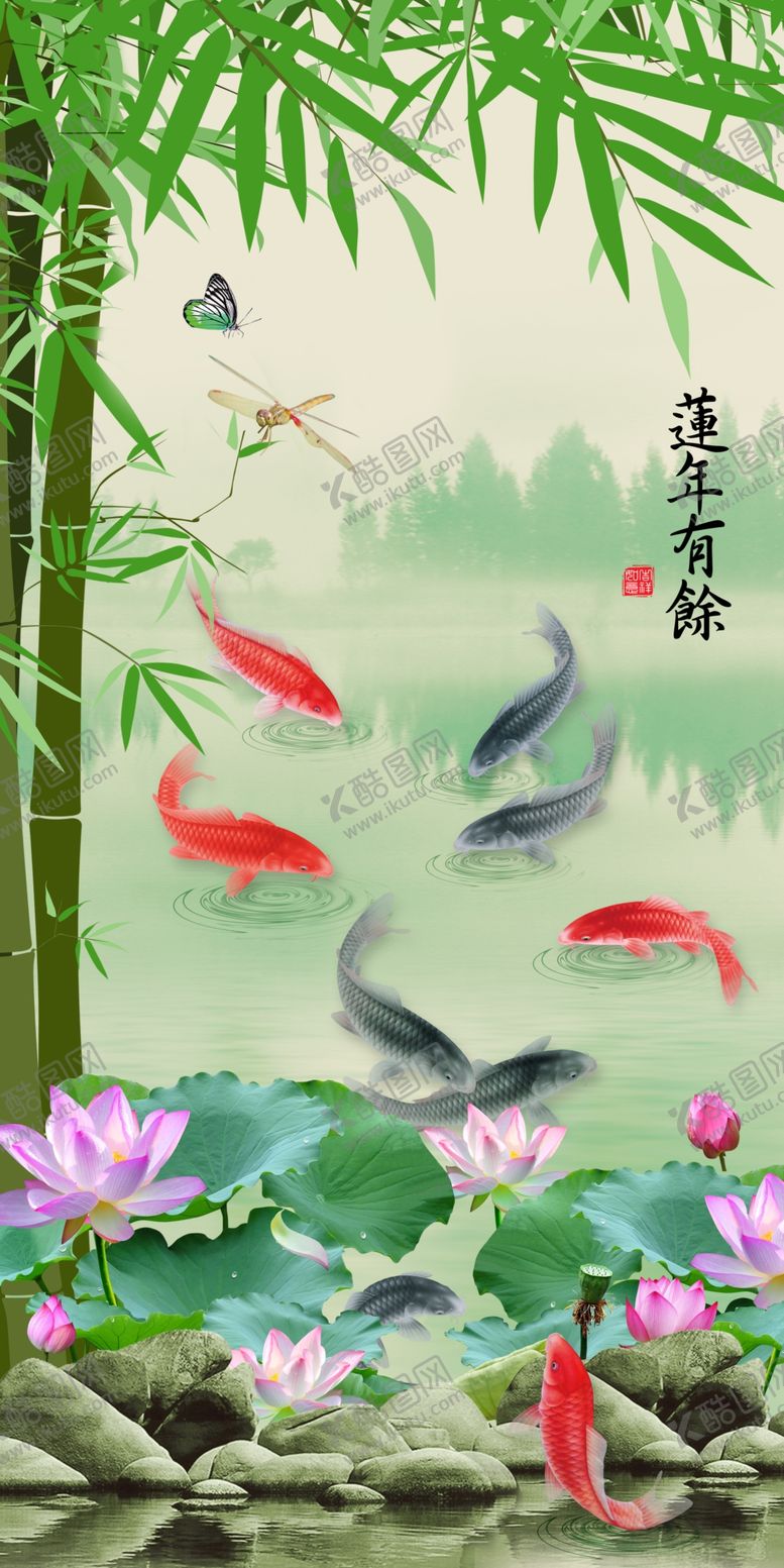 编号：83692205071402399479【酷图网】源文件下载-富贵锦鲤玄关装饰画
