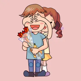 手绘情侣恋人爱男女卡通