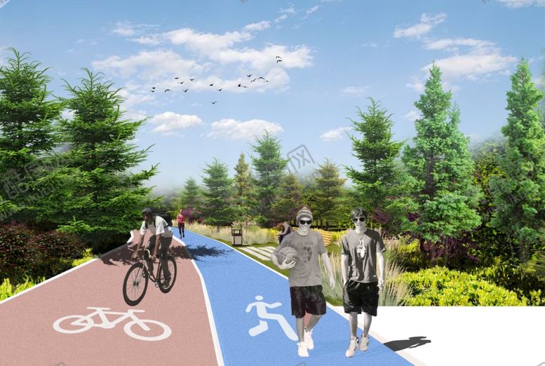 编号：20800210300459019246【酷图网】源文件下载-滨水绿道绿道空间景观
