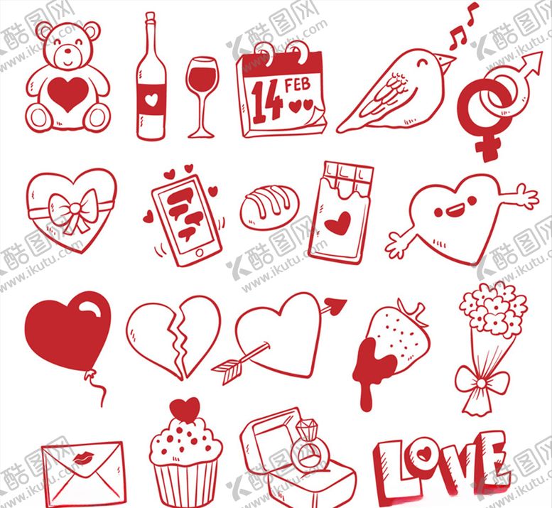 编号：61974309241722574165【酷图网】源文件下载-矢量爱情元素图标