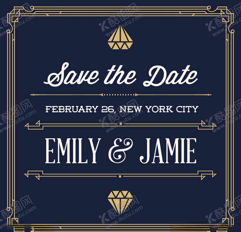 编号：61399010310105068828【酷图网】源文件下载-复古花纹婚礼邀请卡